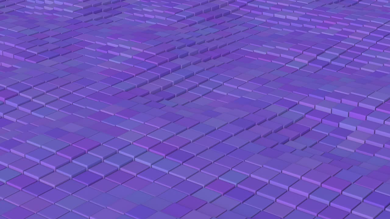 Blue waving surface. Cube pattern. Abstract animation, 3d render.