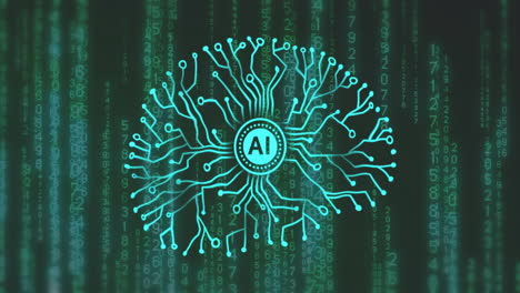 animation of ai data processing over computer server