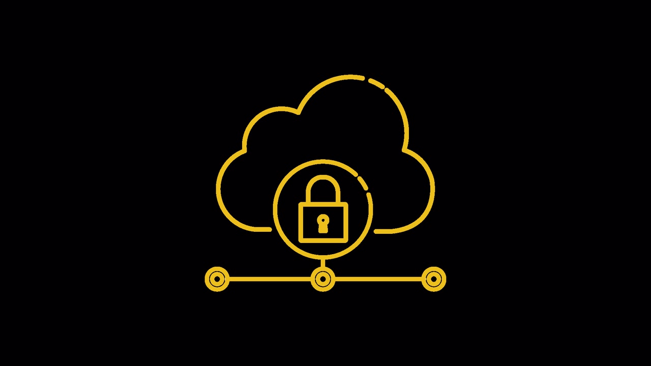 Animated Cloud Security Network Icon with Padlock and Connections