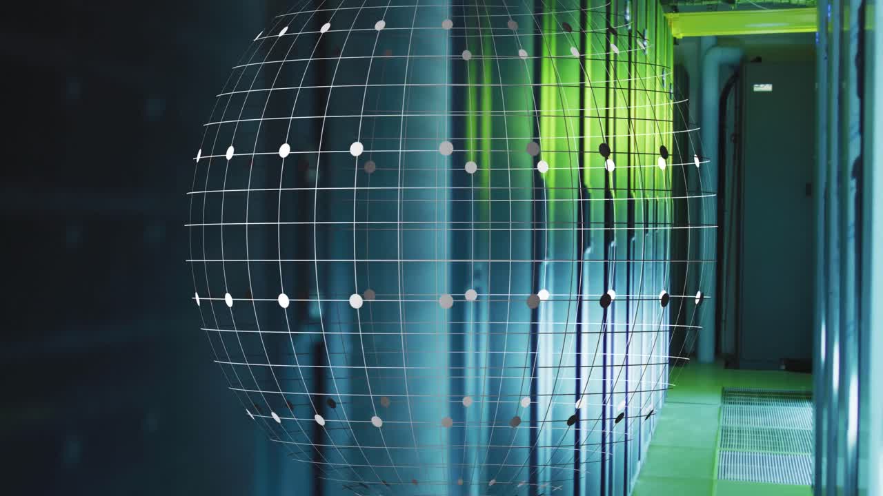 Animation of globe rotating over servers