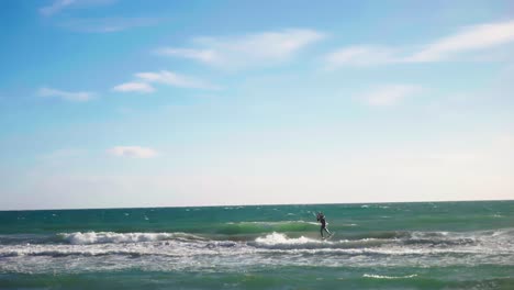 kite surfer jumping in slow motion