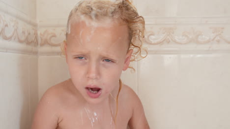 little girl having evening shower