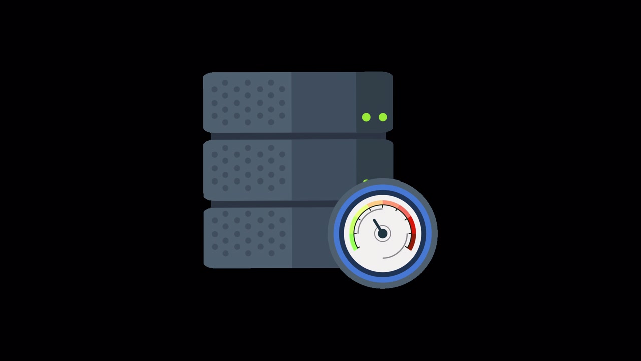 Animated Server Rack with Performance Gauge and Indicator Lights