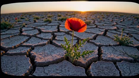 amapola resistente en tierra agrietada