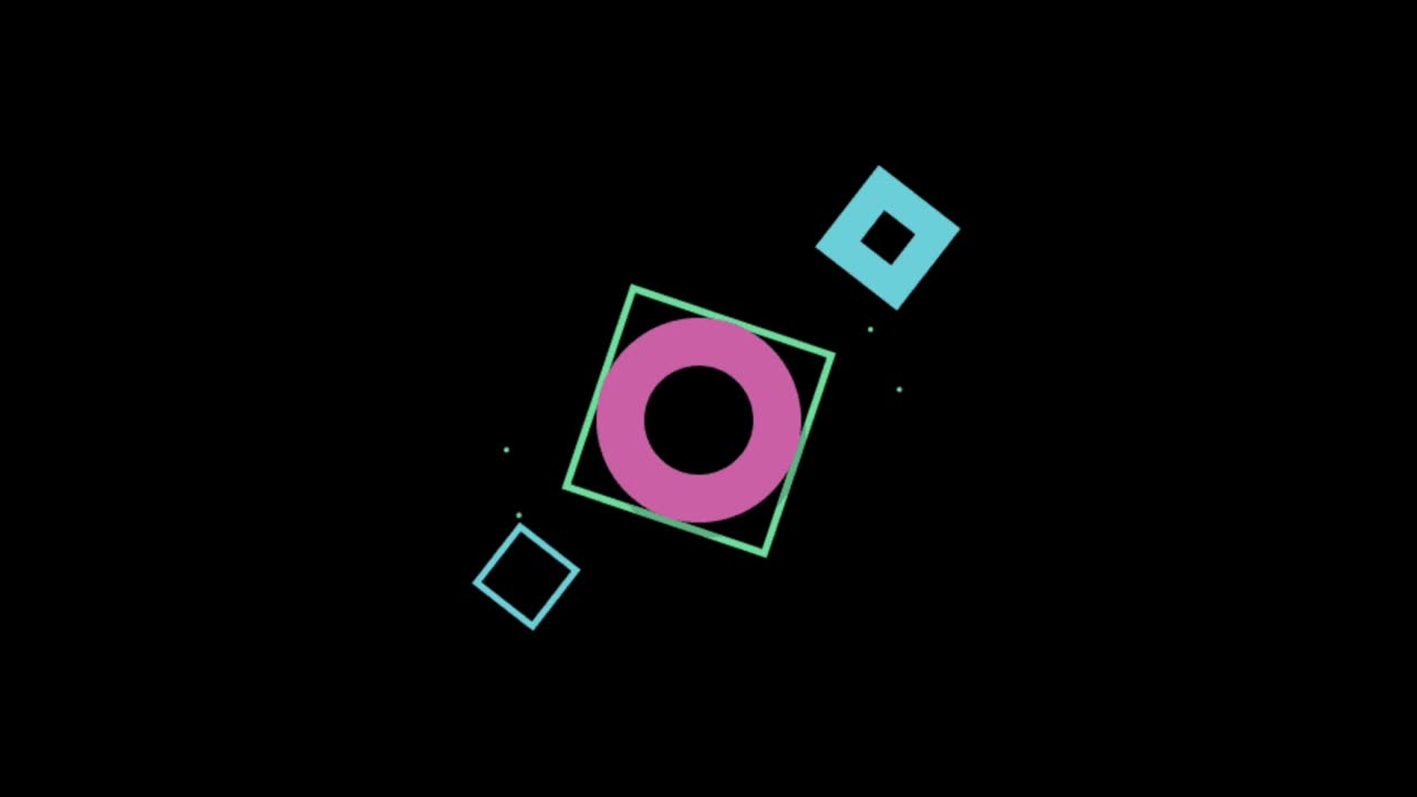 animación de forma geométrica colorida aislada sobre un fondo negro.