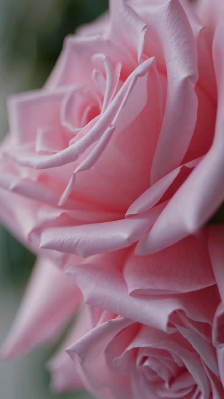Video ravvicinato di rose rosa tenui, che mostra petali delicati.
