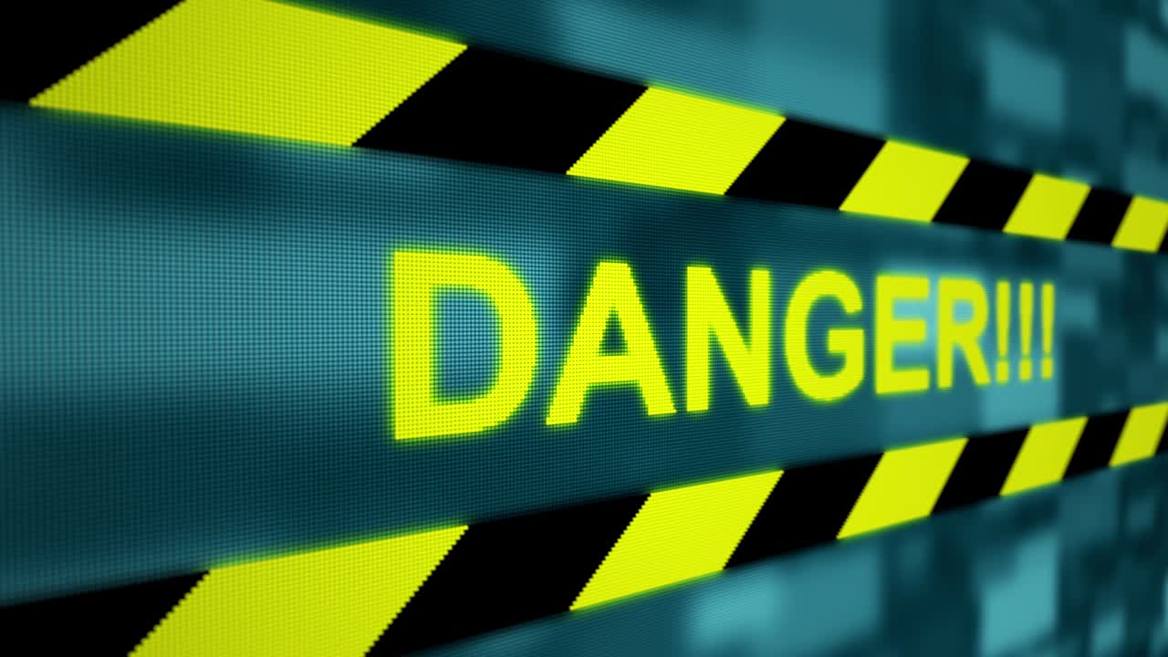 위험 메시지 픽셀 컴퓨터 화면 애니메이션