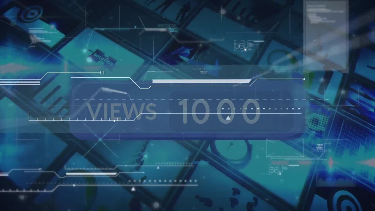 Animation of number of views over data processing and videos