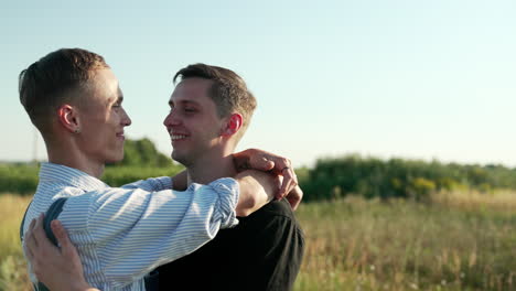 young couple in love hugging