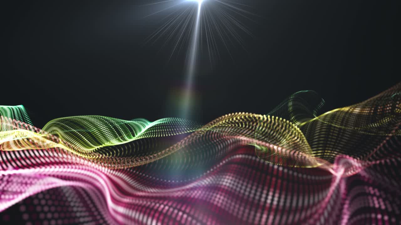 animación futurista con objeto de onda y luz brillante en cámara lenta, 4096x2304 bucle 4k