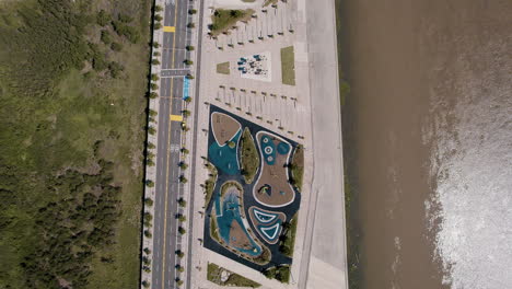 aerial view malecon of the magdalena river in barranquilla, colombia: a lively riverfront promenade offering scenic views, cultural activities, and a vibrant atmosphere for locals and tourists alike