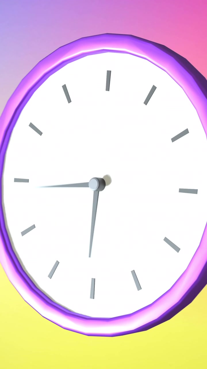 Animazione di un orologio in movimento su sfondo colorato