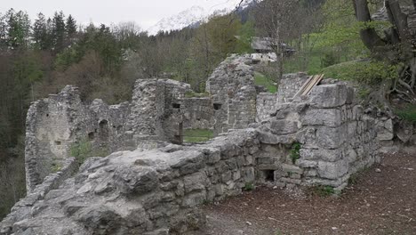 ancient ruins near innsbruck. ruined site, old castle in the mountains.