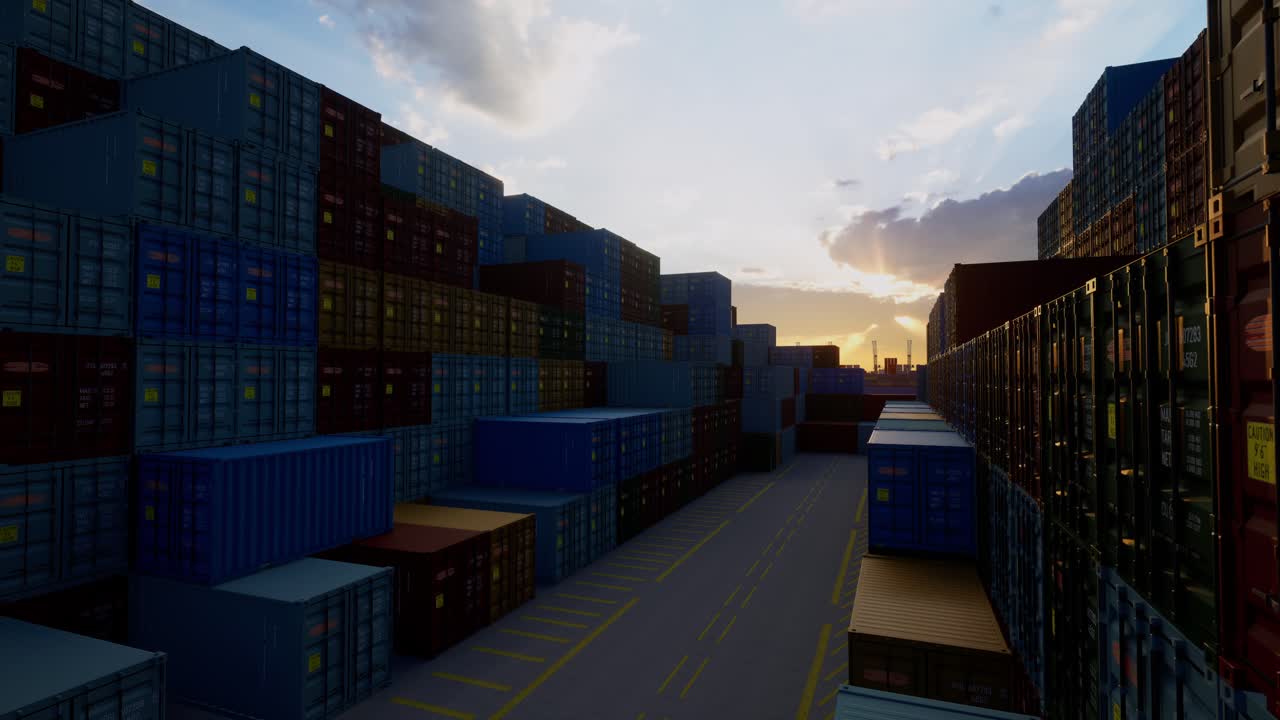 Containers In The Port, Shipping And Transportation Concept