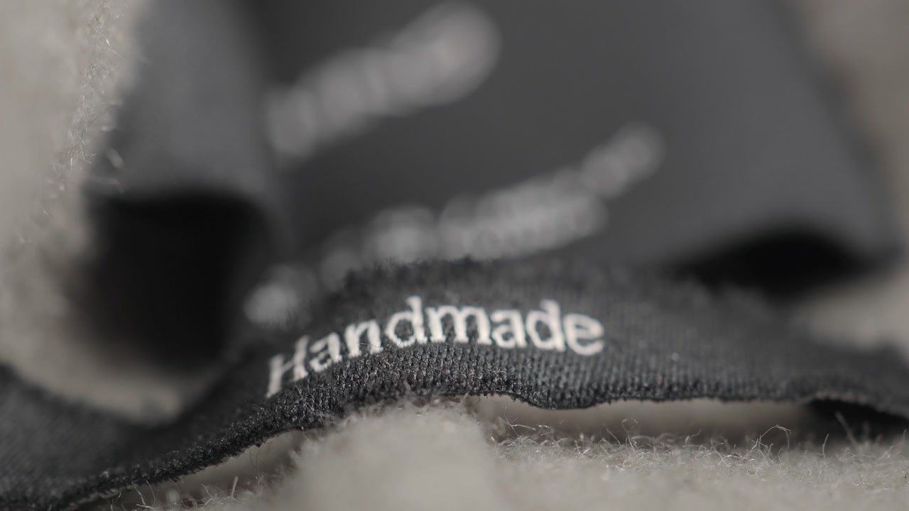Detailed View of a "Handmade" Label on Fabric