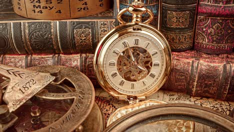 reloj de bolsillo vintage. concepto de fondo vintage de la historia del tiempo.