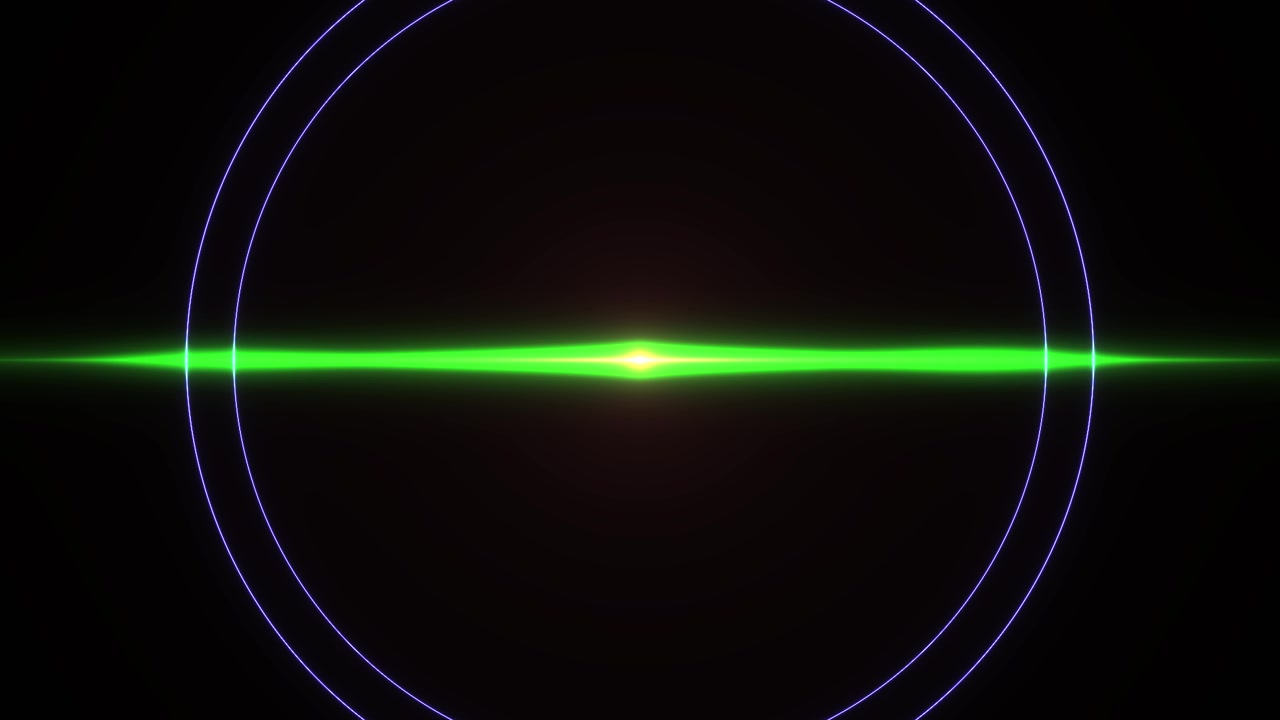 Abstracte groene lichtstraal met cirkelvormige ringen op zwarte achtergrond