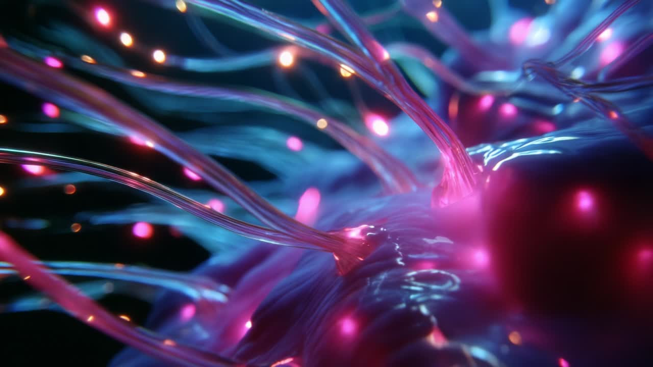 A mesmerizing exploration of vibrant, luminescent cellular structures, showcasing intricate details and dynamic colorful patterns that captivate the imagination and inspire scientific curiosity through stunning visuals