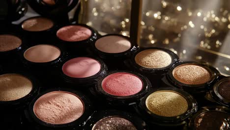 close-up of makeup palette with various shades