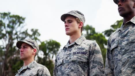 group of us air force soldiers standing in line 4k