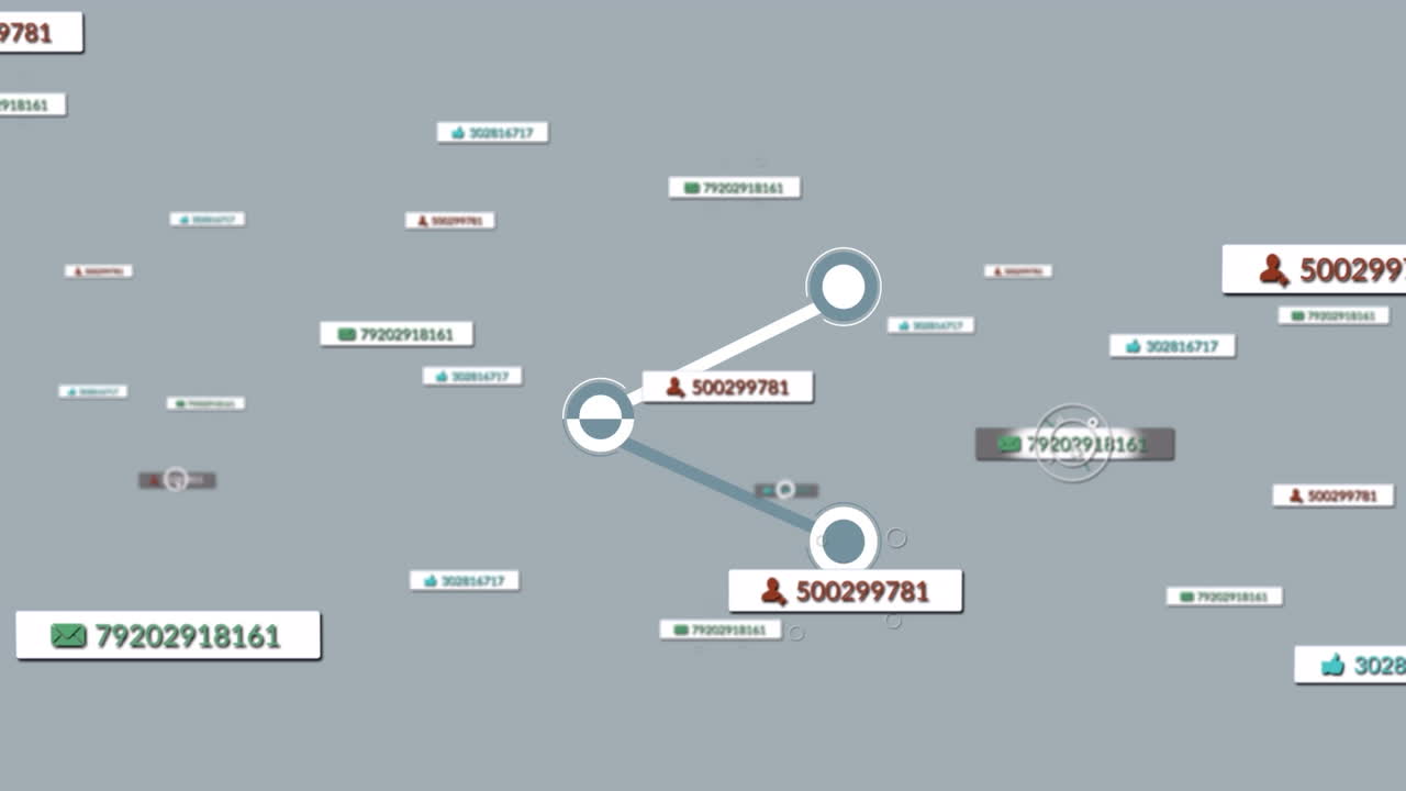 회색 배경의 아이콘 위에 소셜 미디어 텍스트의 애니메이션