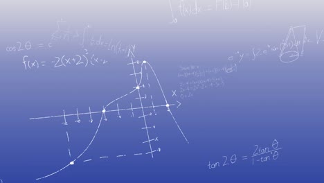 animación del procesamiento de datos matemáticos sobre un fondo azul