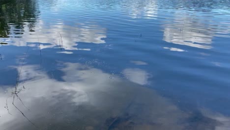 white clouds reflecting on beautiful clean lake in australia