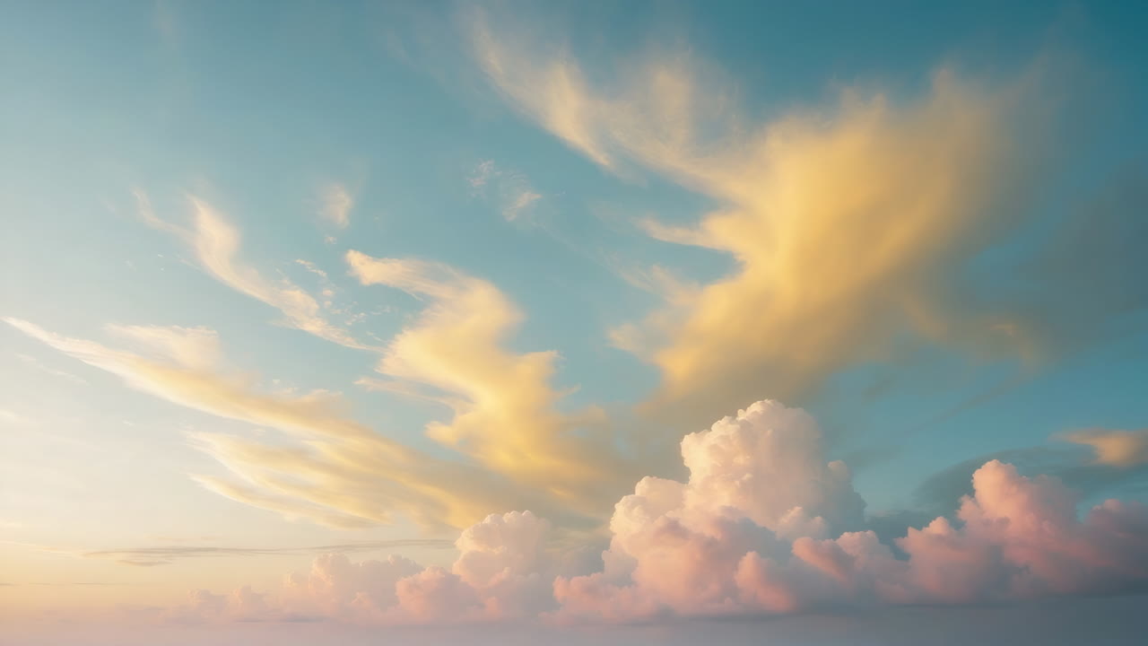 Colorful Pastel Clouds in the Sky at Sunset or Sunrise