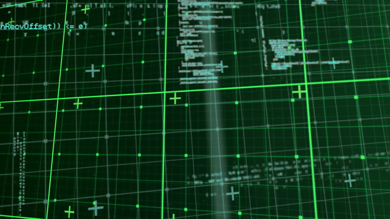 Animation of data processing over black background