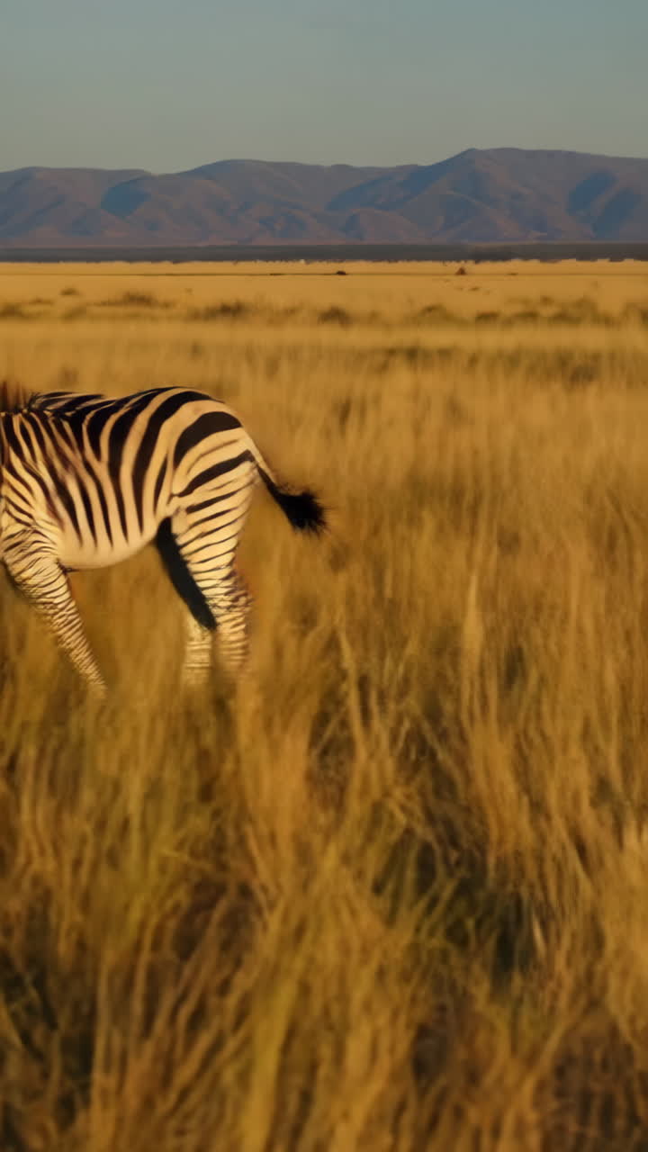 Zebre in una savana al tramonto.