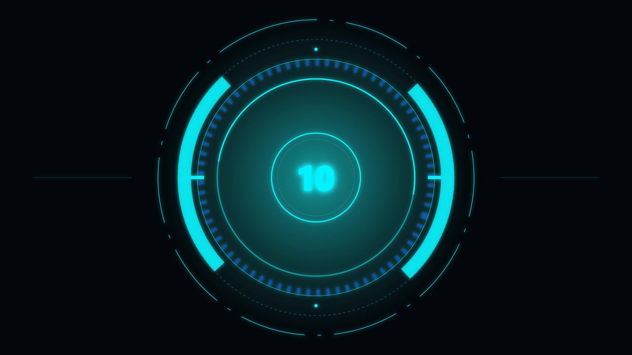 Digital Countdown Timer with Futuristic Circular HUD Interface