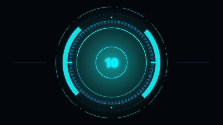 Digital Countdown Timer with Futuristic Circular HUD Interface