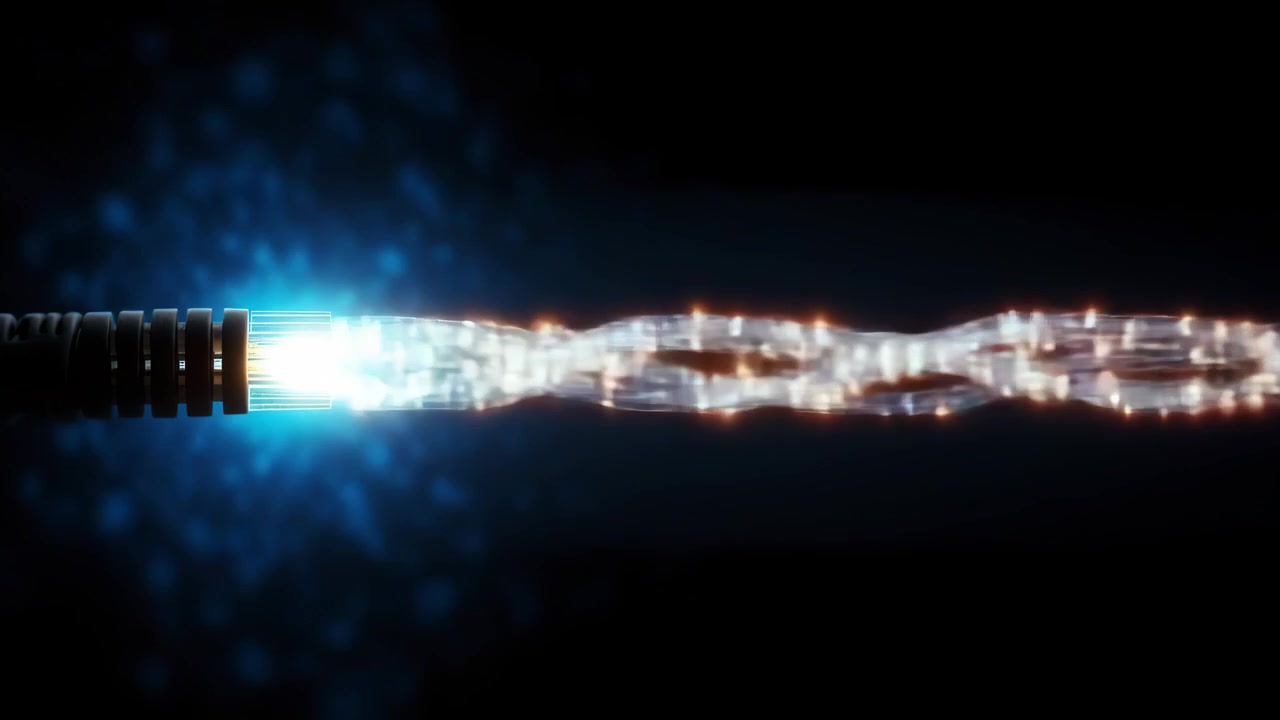 High-Speed Digital Data Flowing Through a Network Cable