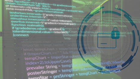Animation-of-padlock-and-digital-data-processing-over-computer-servers