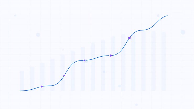 Animovaný čárový graf ukazující vzestupný trend růstu