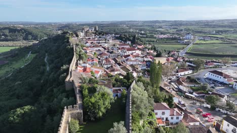 obidos skyline at obidos in leiria portugal. old town skyline. medieval buildings scenery. beautiful cityscape. obidos skyline at obidos in leiria portugal. cultural heritage