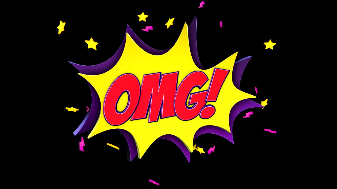 animación de balón de texto y habla de cómic omg, con alfa mate, bucle