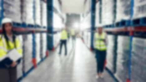 people, warehouse and time lapse in supply chain