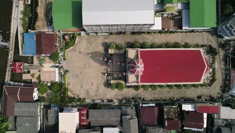 top down aerial santa cruz church in bangkok, thailand