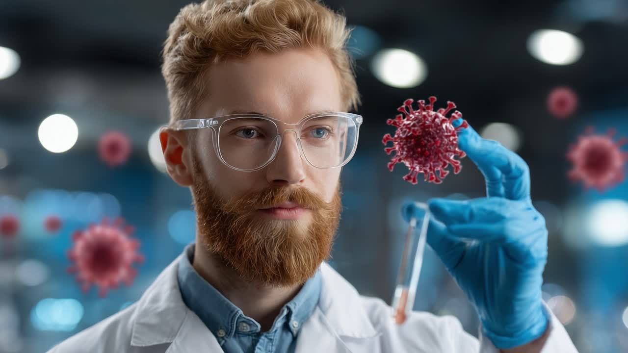 A Dedicated Scientist Examines a Virus Incorporated in a Test Tube, Highlighting the Importance of Research in Virology and Public Health Progress