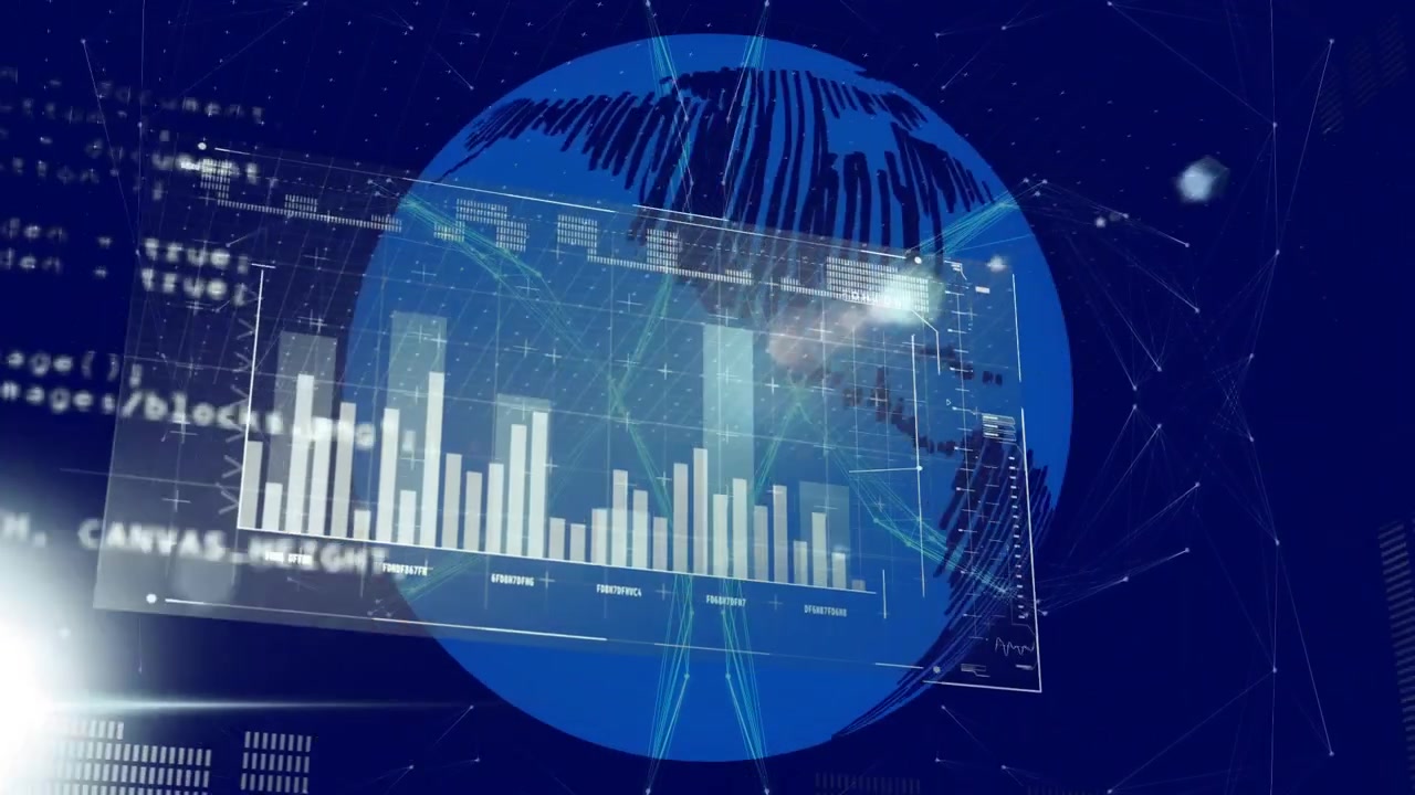 White-blue beam rising, causing holographic globe rotating, HUD panels sliding, revealing dashboard