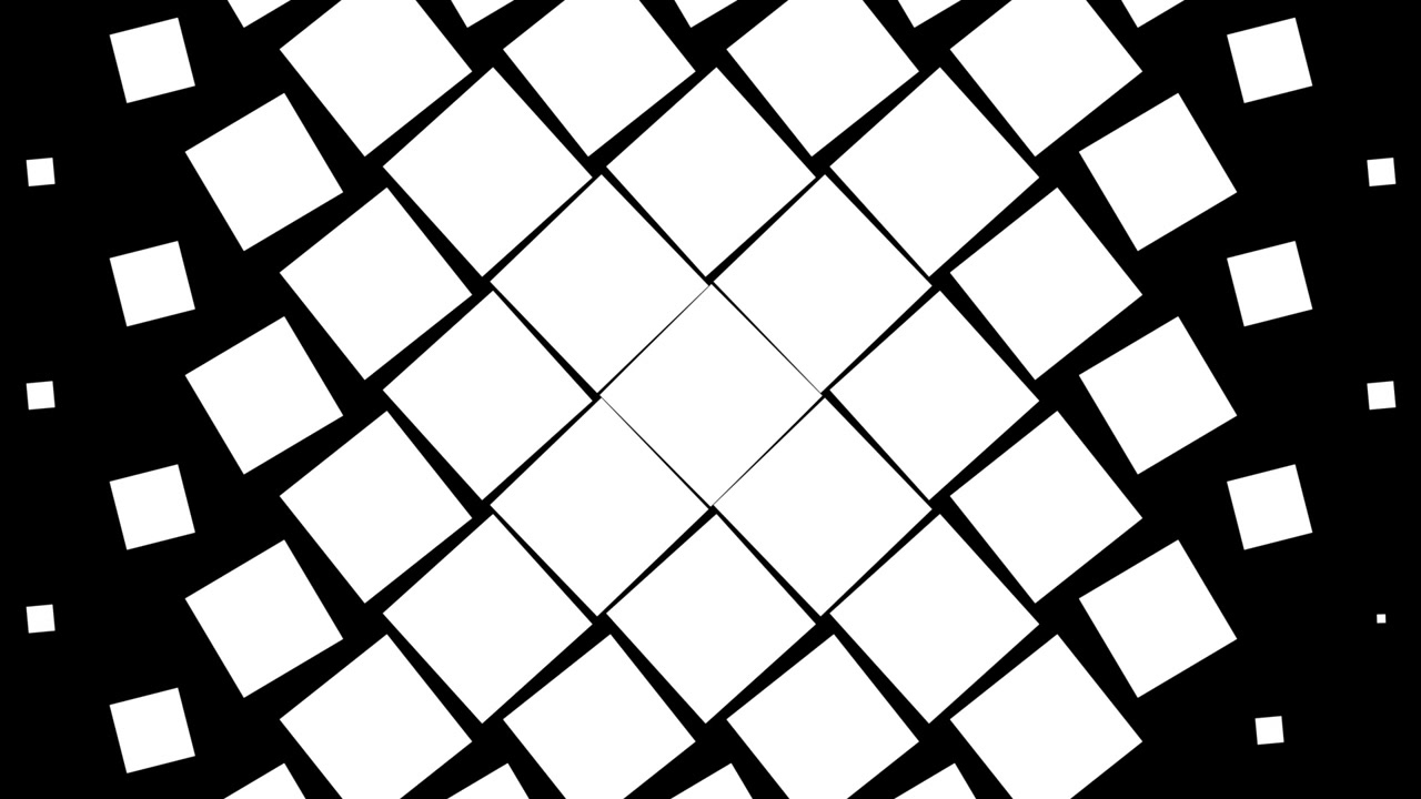 Abstract Animation of Expanding White Squares on Black Background