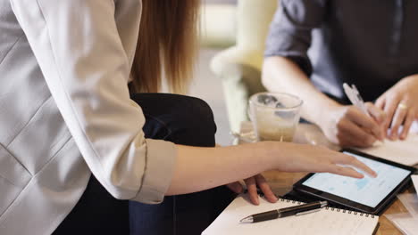 business women meeting in cafe using digital tablet computer