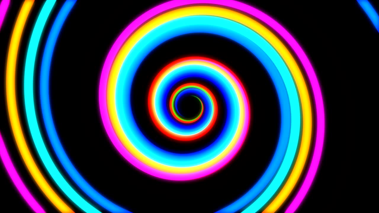 animación en espiral de hipnosis de neón de colores - bucle sin costuras