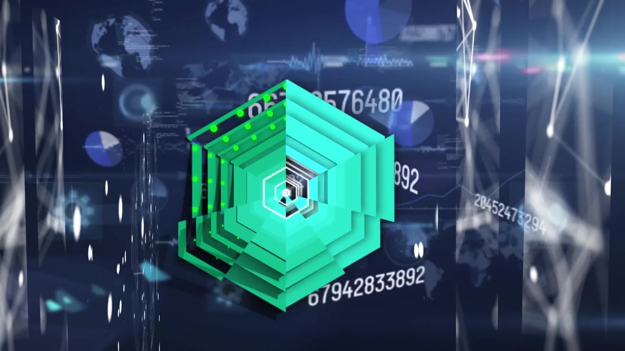 Animazione di scope che scansionano con numeri ed elaborazione dati.