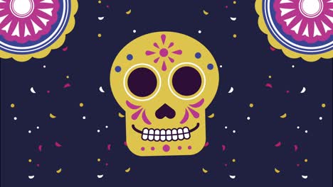 fiesta de celebración mexicana con la calavera amarilla