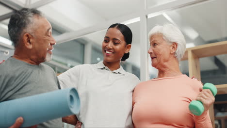 senior, fitness and physiotherapy by old people