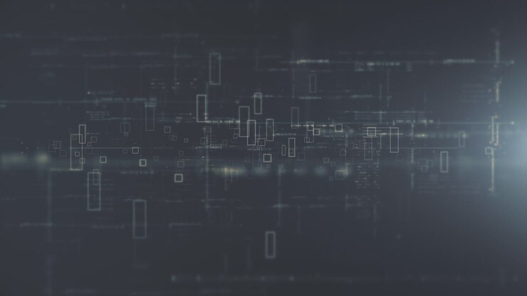 Data matrix simulation with cutting-edge digital environment with a dynamic and immersive display of interconnected data matrix information networks systems background
