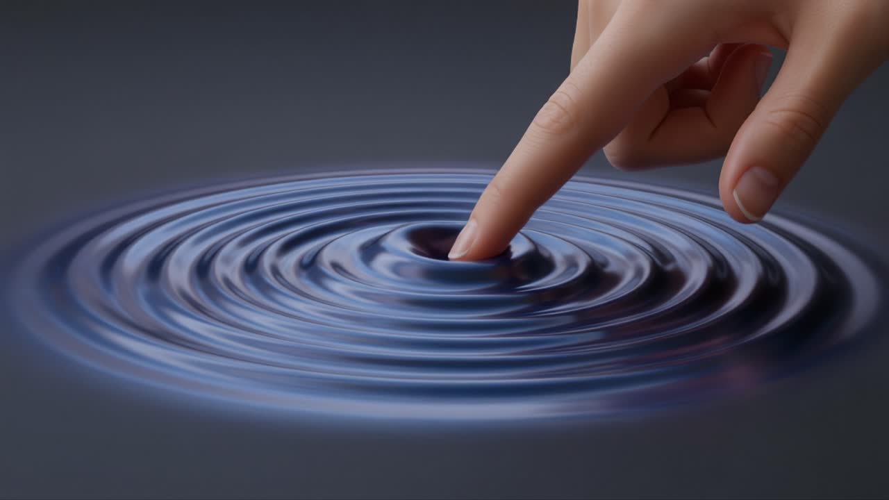 A Fascinating Exploration of Rippling Water Dynamics: The Interaction of a Finger and Surface Creating Beautiful Patterns of Motion and Fluidity