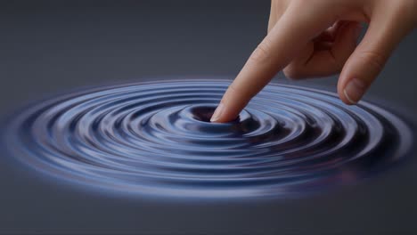 a fascinating exploration of rippling water dynamics: the interaction of a finger and surface creating beautiful patterns of motion and fluidity